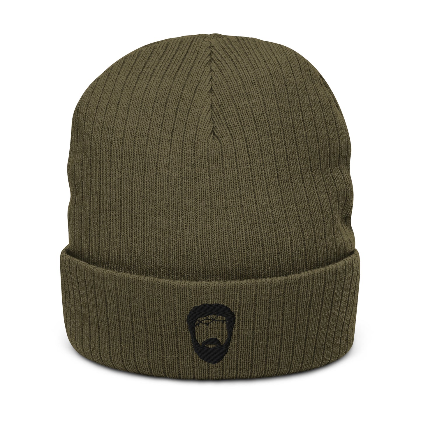 Ribbed knit beanie with Black Icon