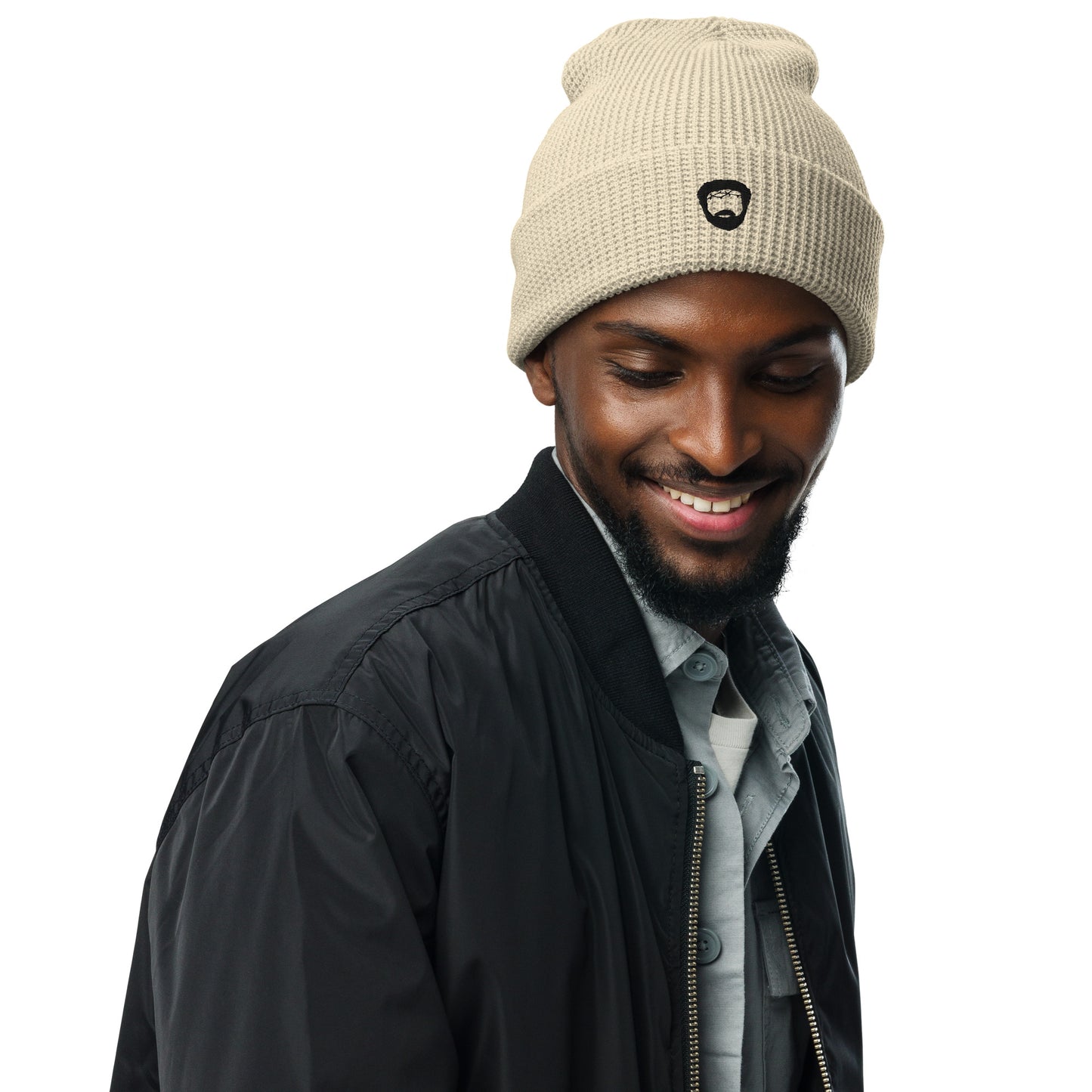 Waffle beanie with Black Icon