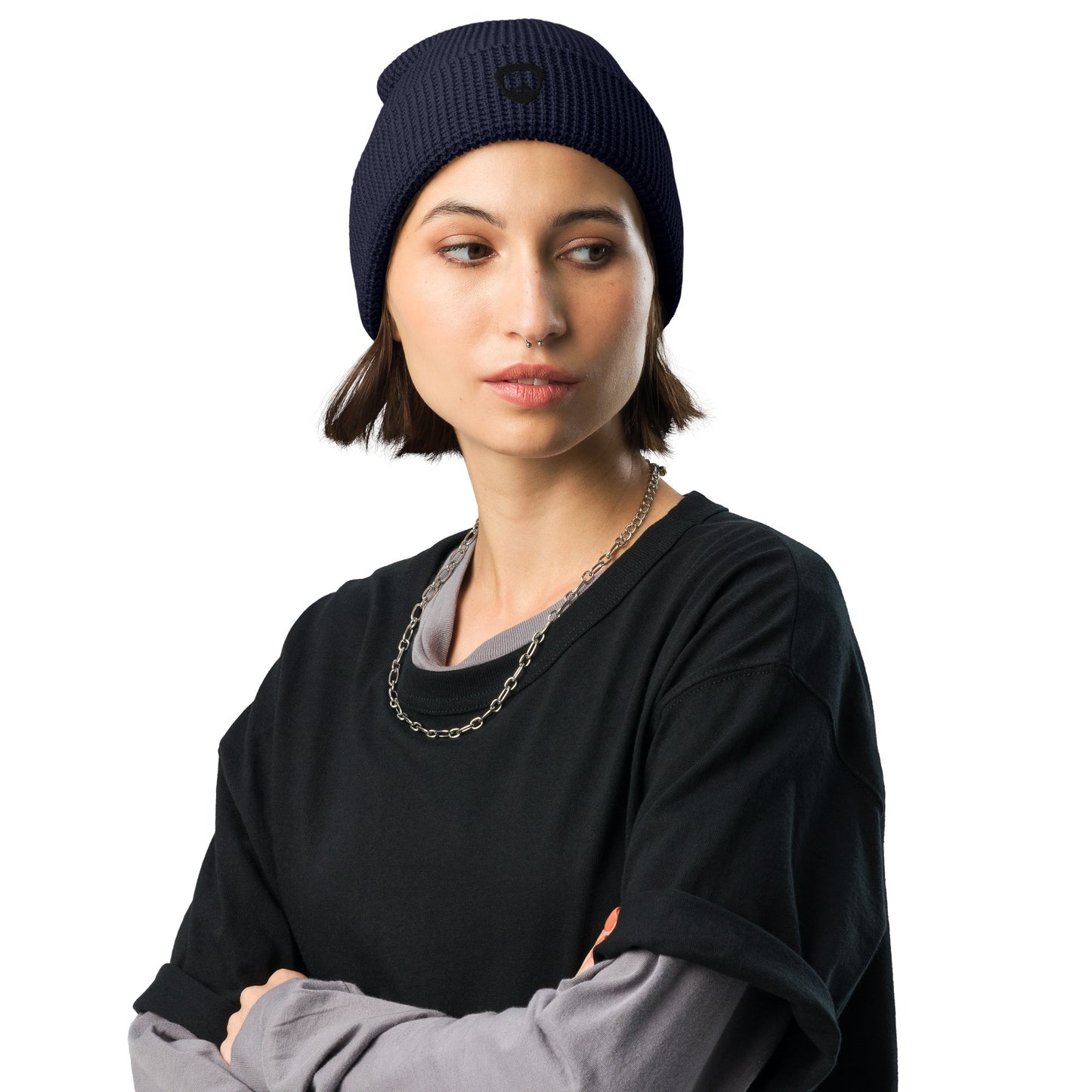 Waffle beanie with Black Icon